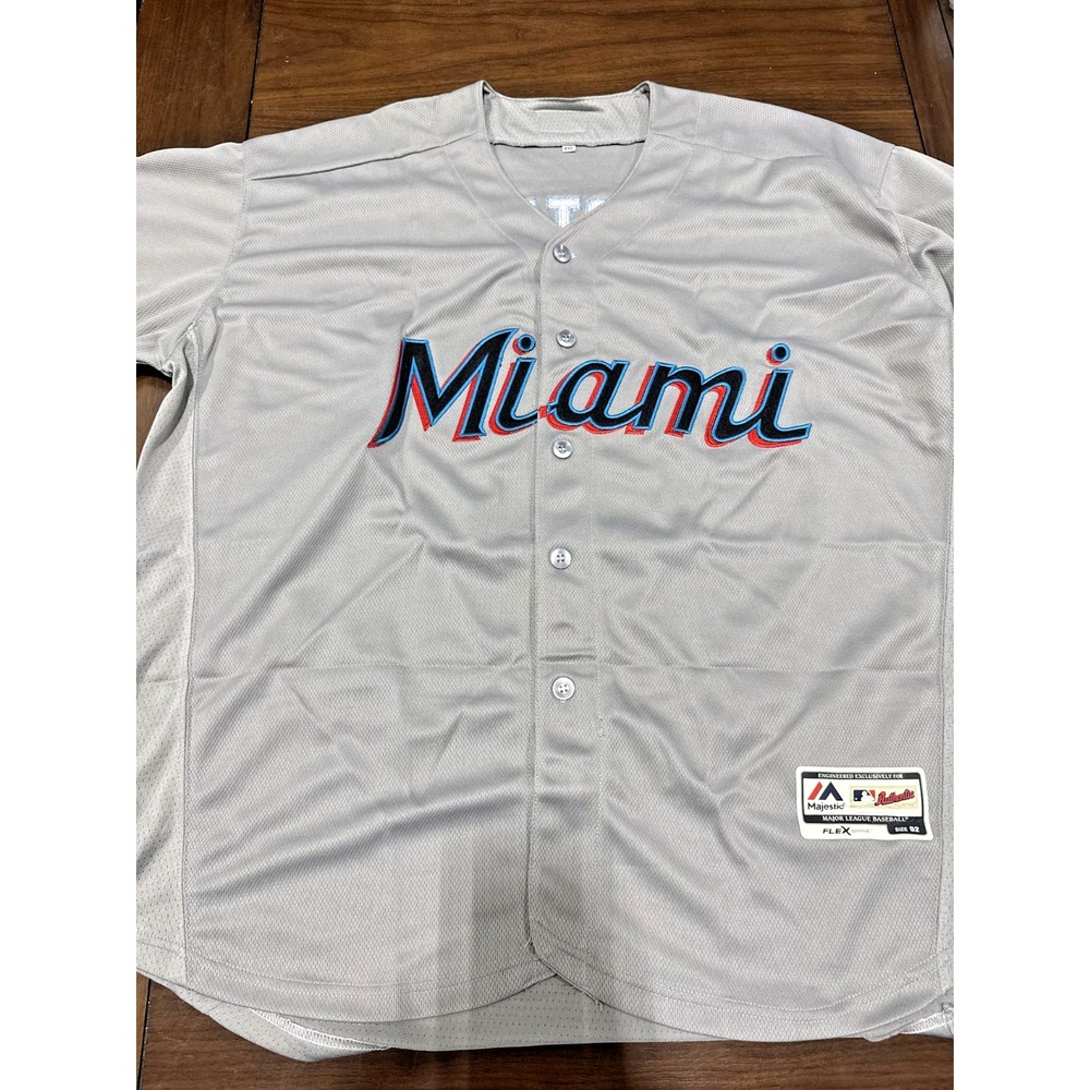 Majestic Miami Marlins Jersey #11 Hurtado Men's XXL Gray Authentic